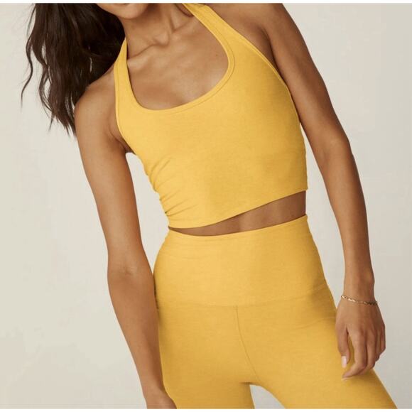 Beyond Yoga Spacedye Well Rounded Cropped Halter Top M Athleisure Sunflower Gold - Picture 1 of 11